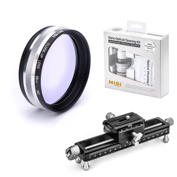NiSi 58mm Close Up Bundle (58mm Close Up Lens, Macro Rail and Cleaning Kit) - PhotoSCAN