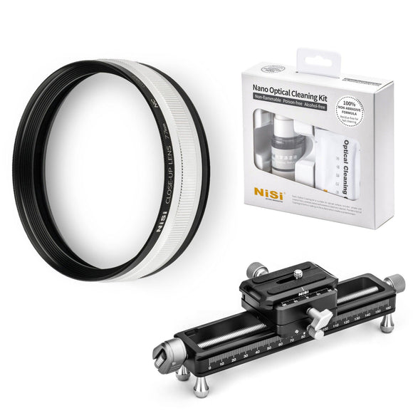 NiSi 77mm Close Up Bundle (77mm Close Up Lens, Macro Rail and Cleaning Kit) - PhotoSCAN